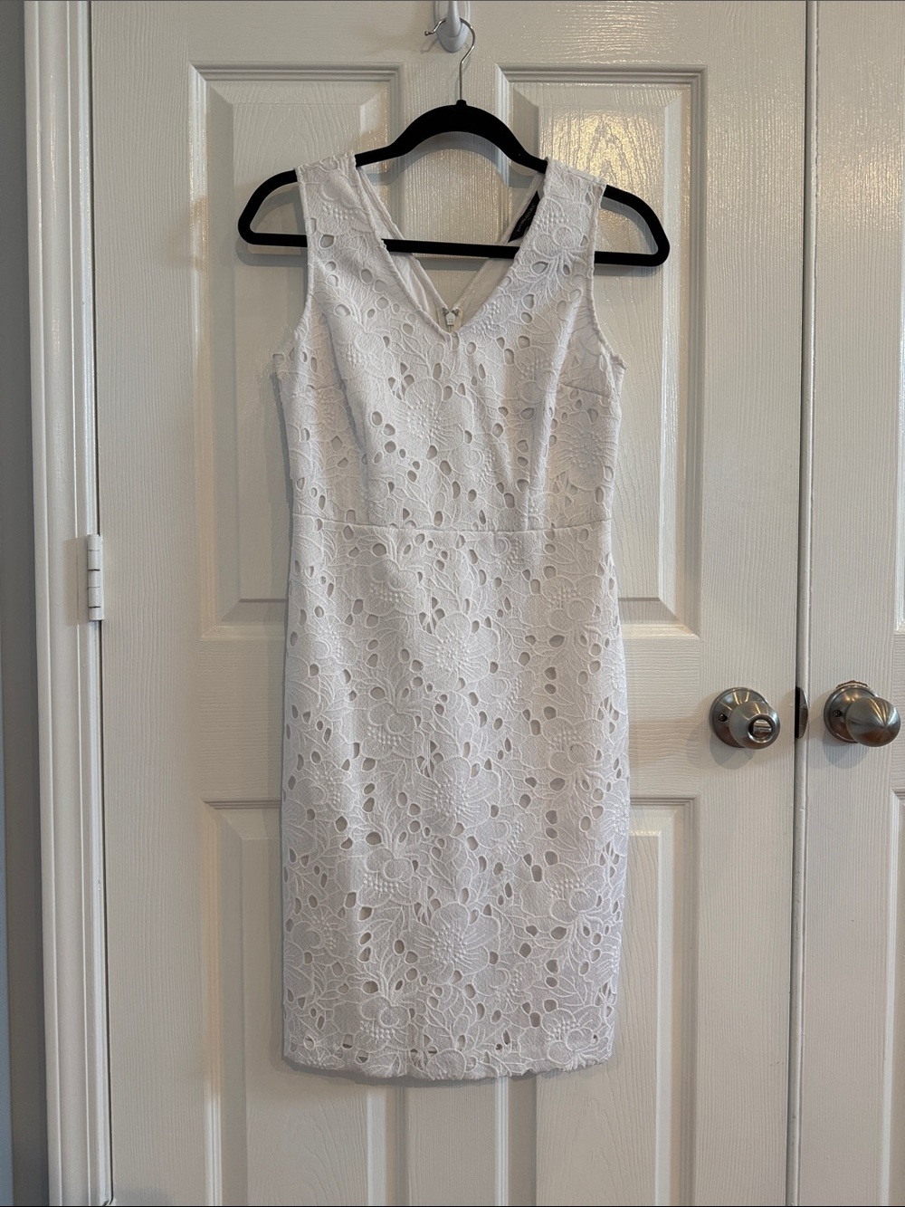 Banana Republic Factory White Lace Midi Sheath Dress